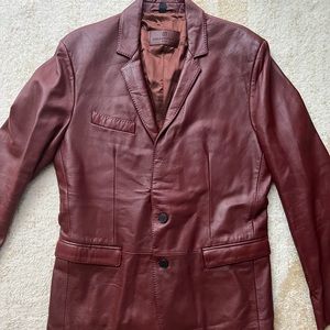 Bruno Magli Burgundy Leather Blazer